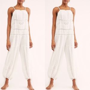 Free People Savannah Lace Jumpsuit White Size Large